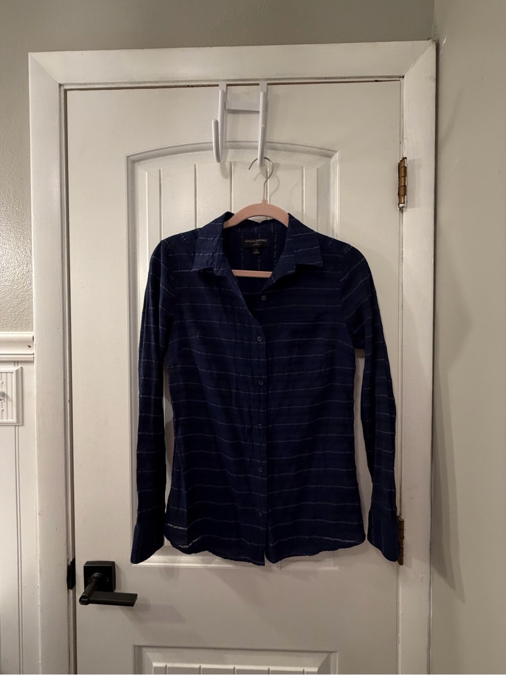 Banana Republic Navy Striped Button-Down Shirt